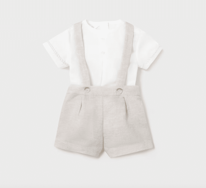 Mayoral baby linnen tuinpakje wit/beige