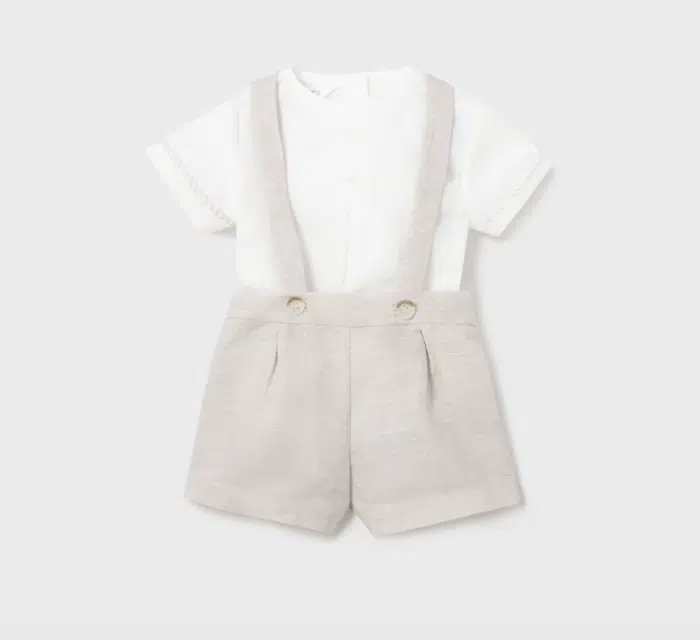 Mayoral baby linnen tuinpakje wit/beige