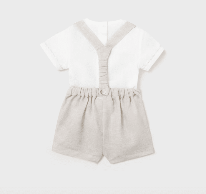 Mayoral baby linnen tuinpakje wit/beige - Afbeelding 2