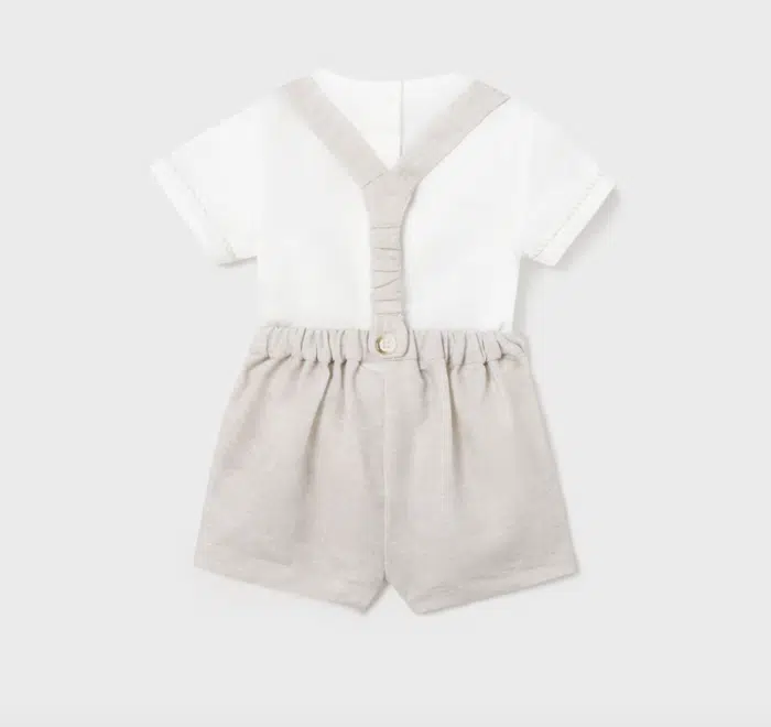 Mayoral baby linnen tuinpakje wit/beige - Afbeelding 2