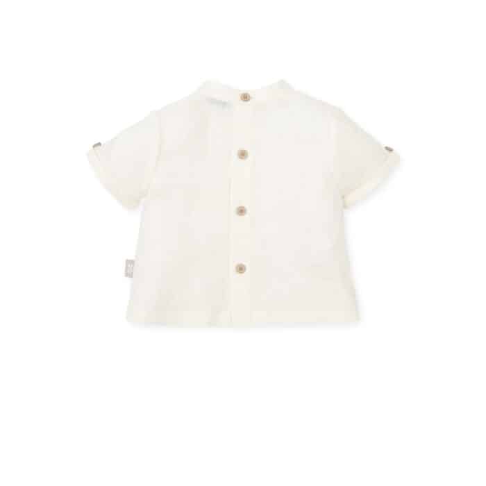 SALE Tutto piccolo linnen hemd boys creme - Afbeelding 2