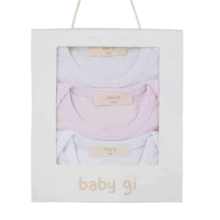 Baby gi basis romper setje roze/wit