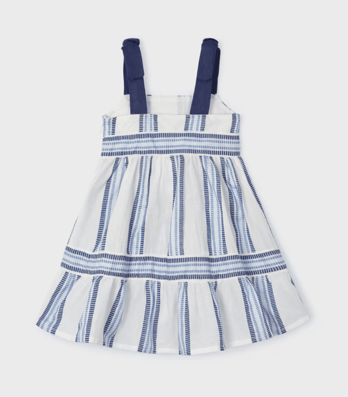 SALE Mayoral kids jurk wit/d.blauw - Afbeelding 2
