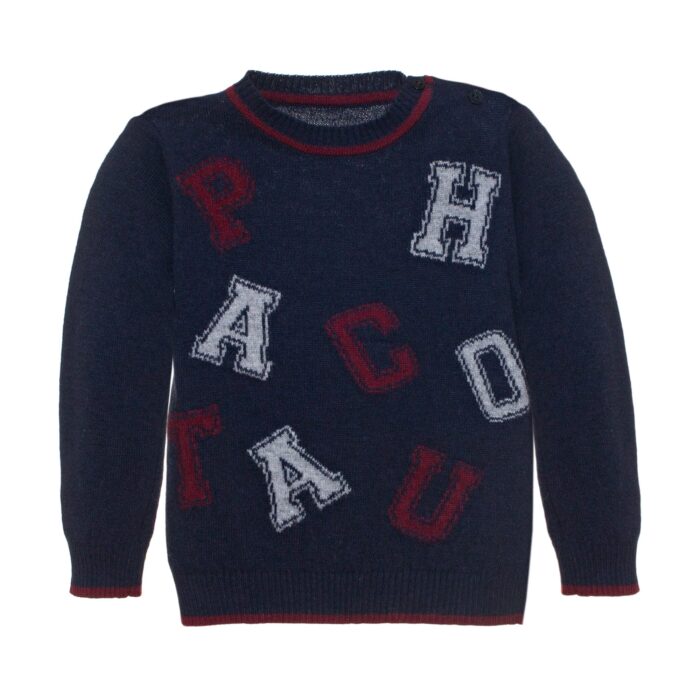 SALE Patachou boys gebreide trui d.blauw/rood