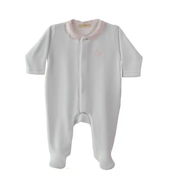 Baby gi boxpak velours met kroon wit/roze (crn53)