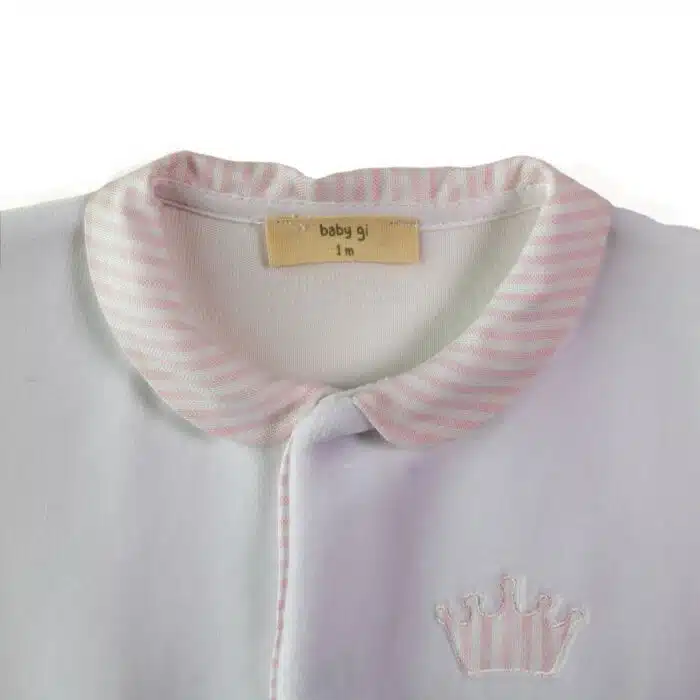 Baby gi boxpak velours met kroon wit/roze (crn53) - Afbeelding 2