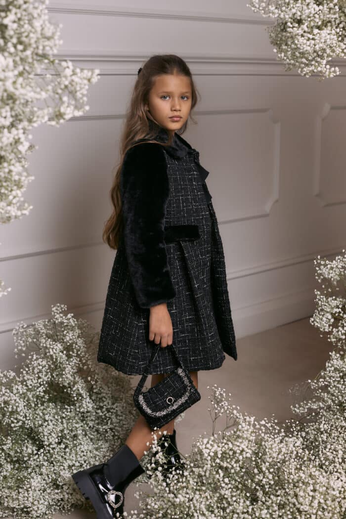 SALE Patachou girls tweed mantel jas zwart (3520) - Afbeelding 4