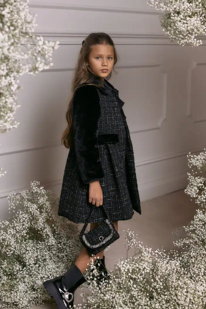 SALE Patachou girls tweed mantel jas zwart (3520) - Afbeelding 4