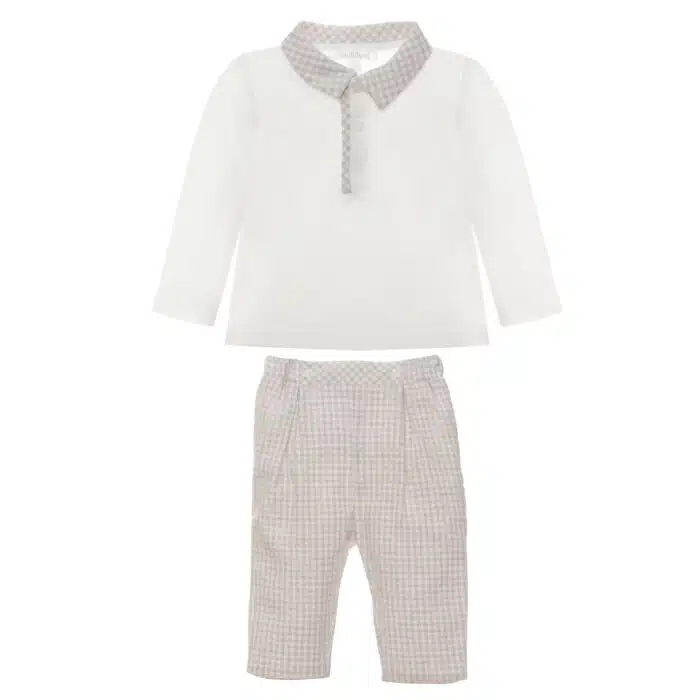 Patachou 2-delig pakje met ruit creme/beige