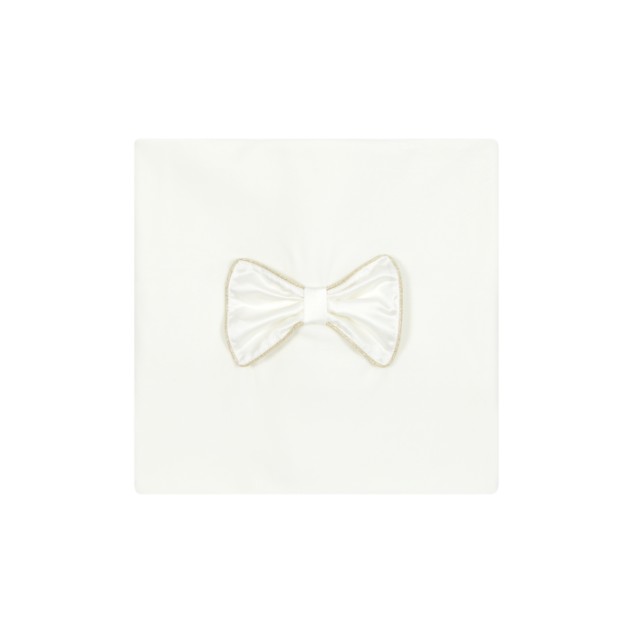 Deolinda velours deken met strik creme/goud