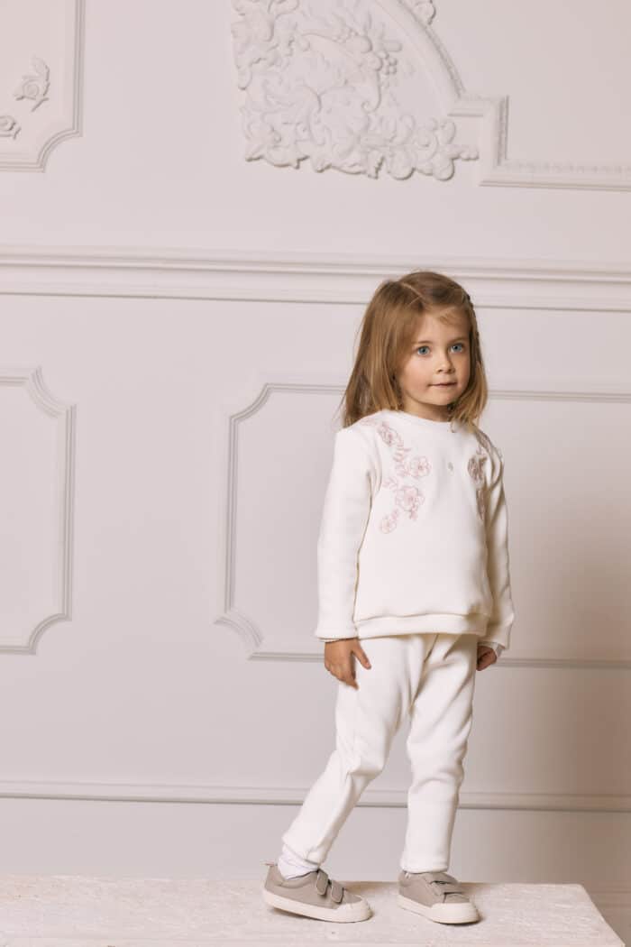 Patachou joggingpak met bloemen creme/roze - Afbeelding 4