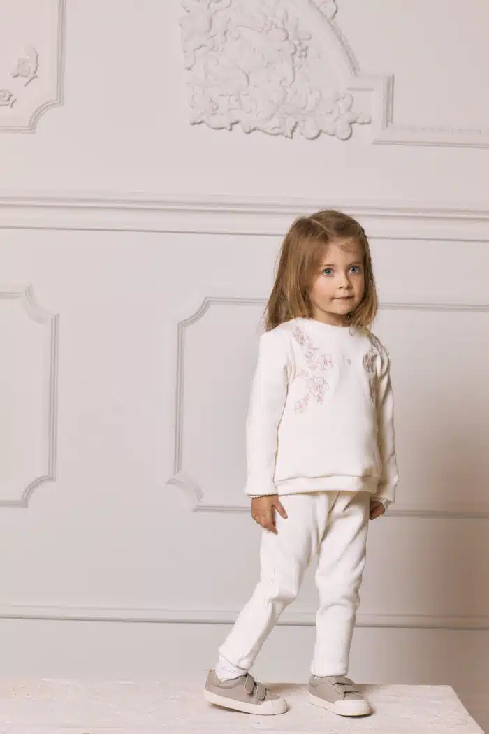 Patachou joggingpak met bloemen creme/roze - Afbeelding 4