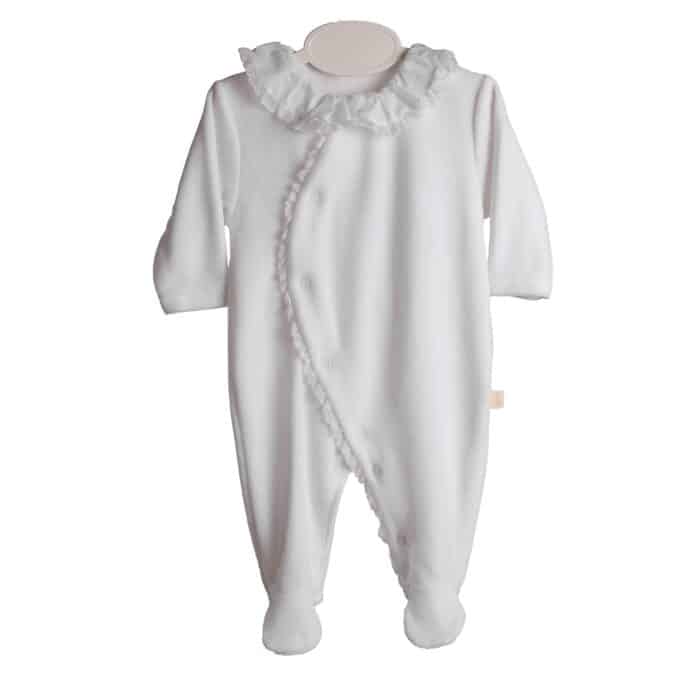 Baby gi boxpak velours met roezels wit (rnd531)