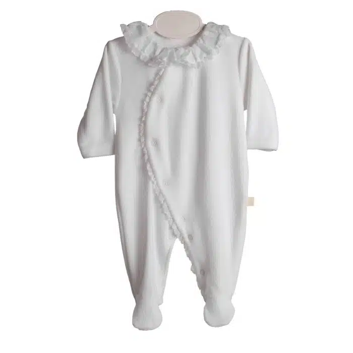 Baby gi boxpak velours met roezels wit (rnd531)