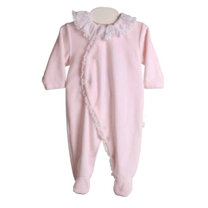 Baby gi boxpak velours met roezels roze (rnd531)