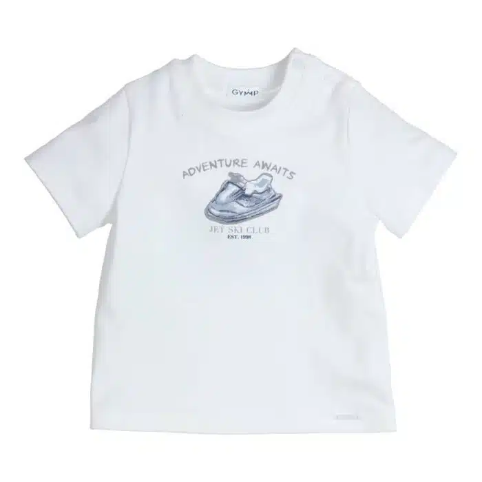 SALE Gymp boys t-shirt 'jetski' wit/blue melange