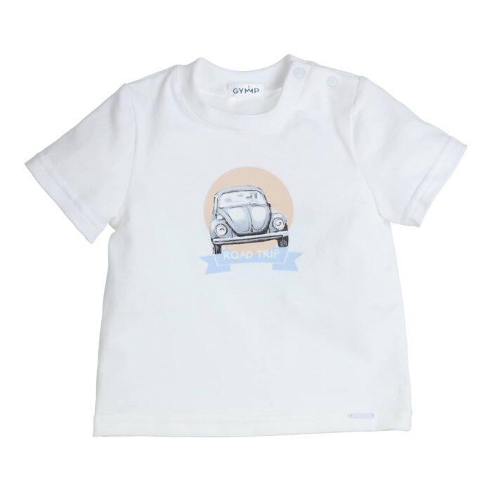 Gymp boys t-shirt 'road trip' wit/beige