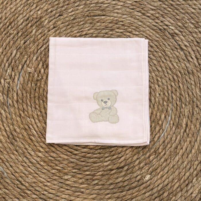 Baby gi hydrofiele doek met beertje roze