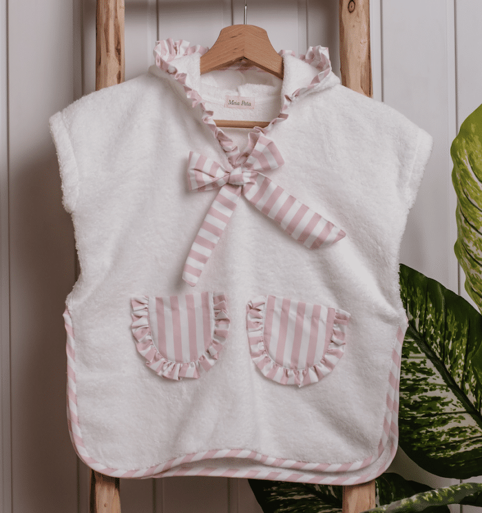 Meia pata poncho girls pink stripes
