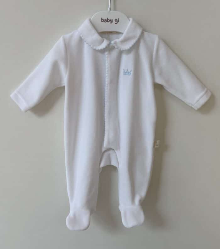 Baby gi boxpak met kroon wit/blauw