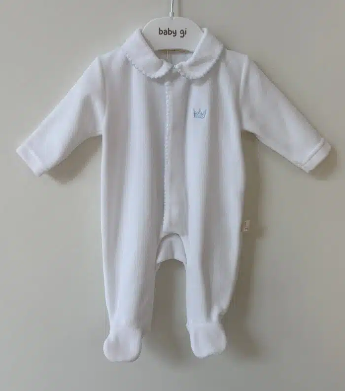 Baby gi boxpak met kroon wit/blauw