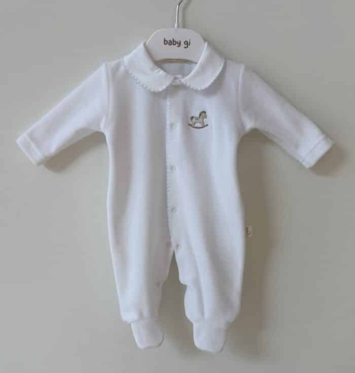 Baby gi boxpak met hobbel paard wit/blauw RH53