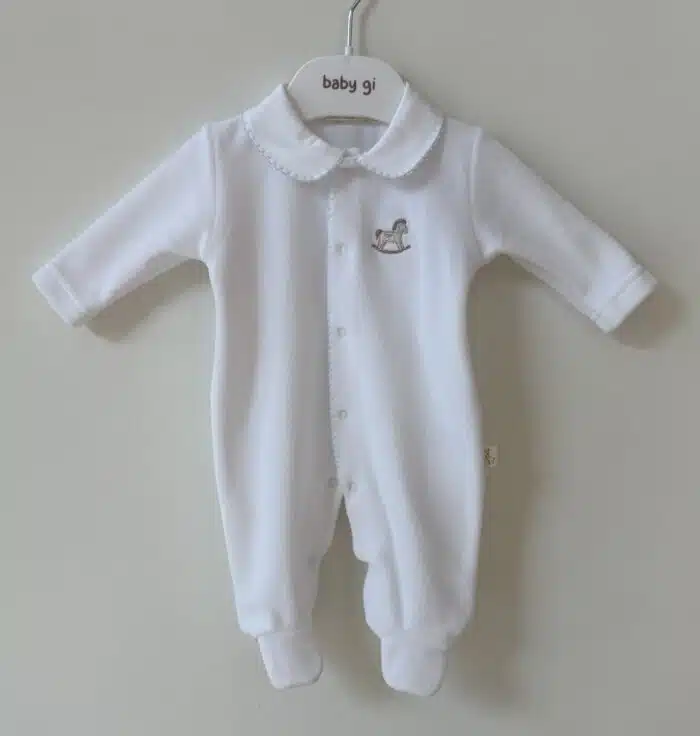 Baby gi boxpak met hobbel paard wit/blauw RH53