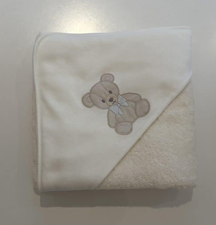 Baby gi badcape met teddy beer ivory