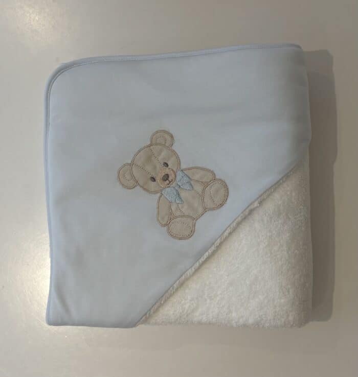 Baby gi badcape met teddy beer blauw