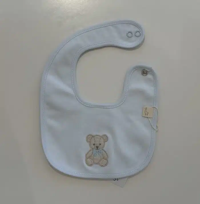 Baby gi slabber met teddy beer blauw