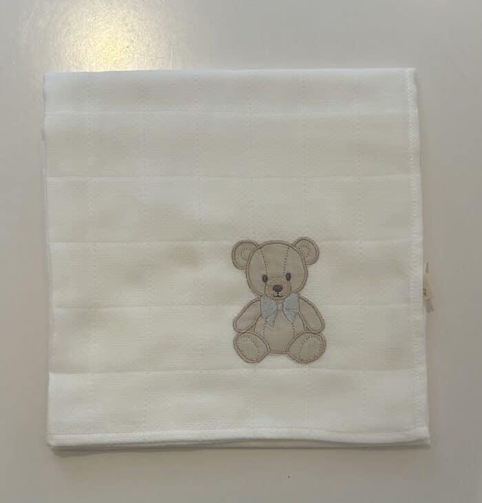 Baby gi spuugdoek met teddy beer ivory