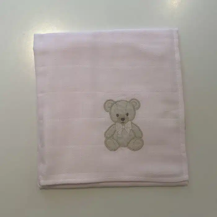 Baby gi spuugdoek met teddy beer roze