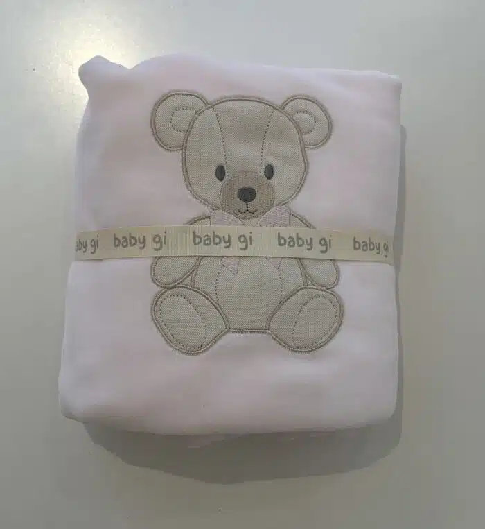 Baby gi velours dekentje met teddy beer roze