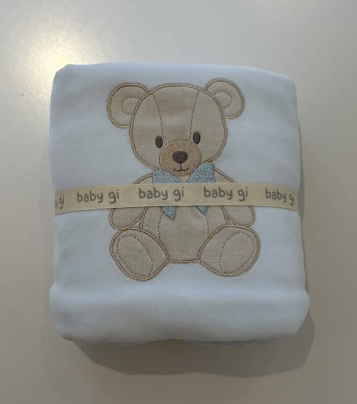 Baby gi velours dekentje met teddy beer blauw