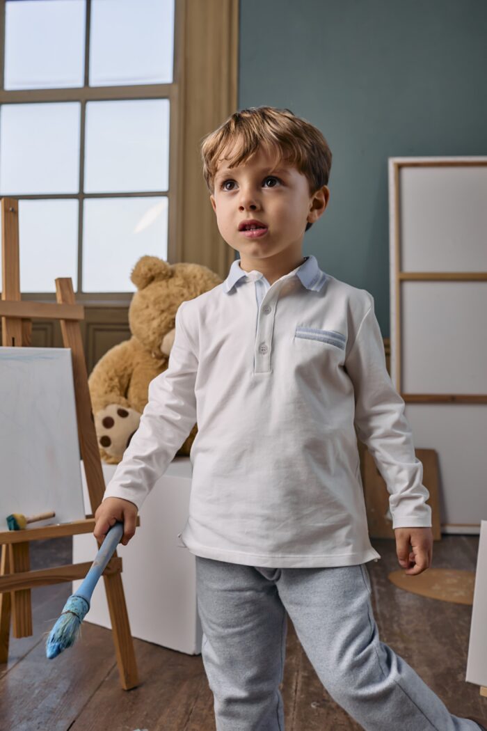 Patachou set polo + broek 33304 blauw melange - Afbeelding 3