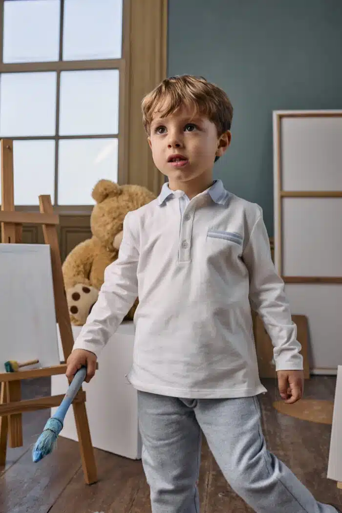 Patachou set polo + broek 33304 blauw melange - Afbeelding 3