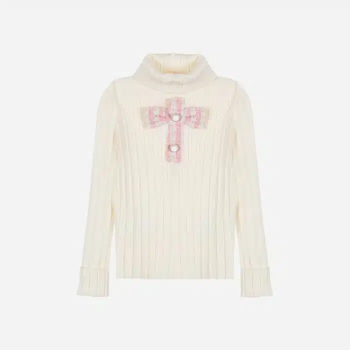 Patachou girls top 33407 ecru/pale pink