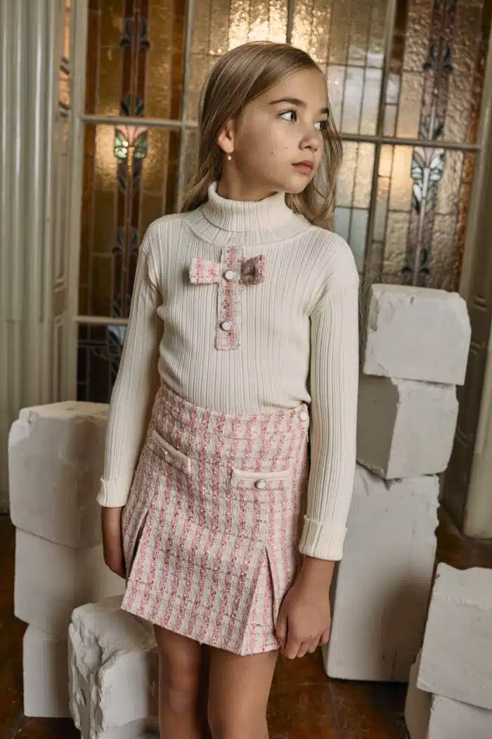 Patachou girls top 33407 ecru/pale pink - Afbeelding 3