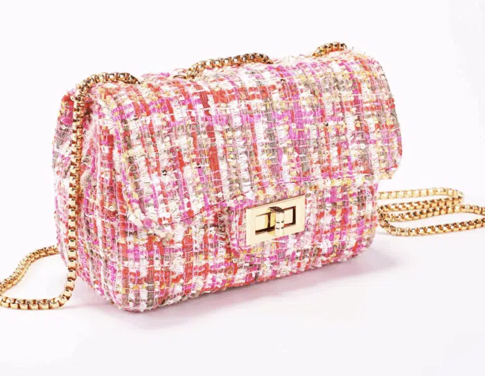 Prinsessefin tasje groot tweed rose