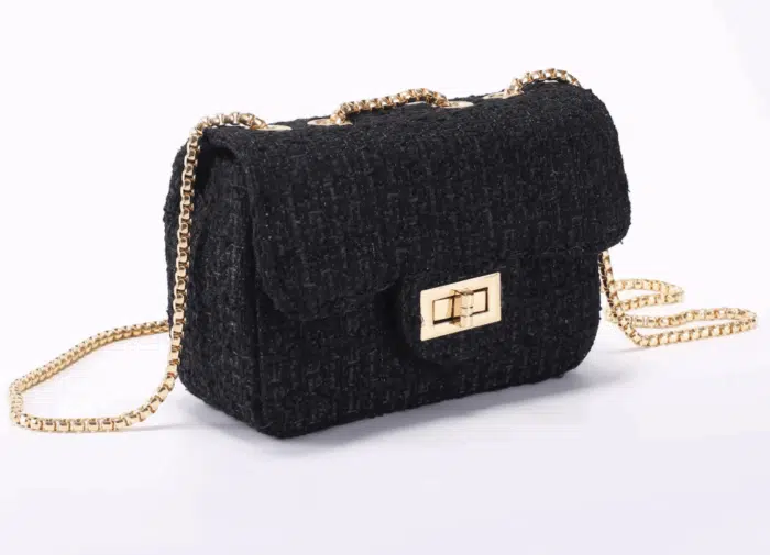 Prinsessefin tasje groot tweed black