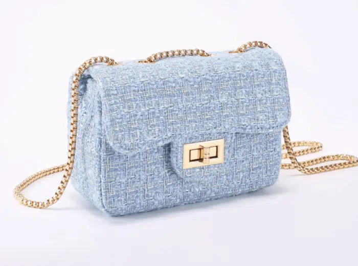 Prinsessefin tasje groot tweed french blue
