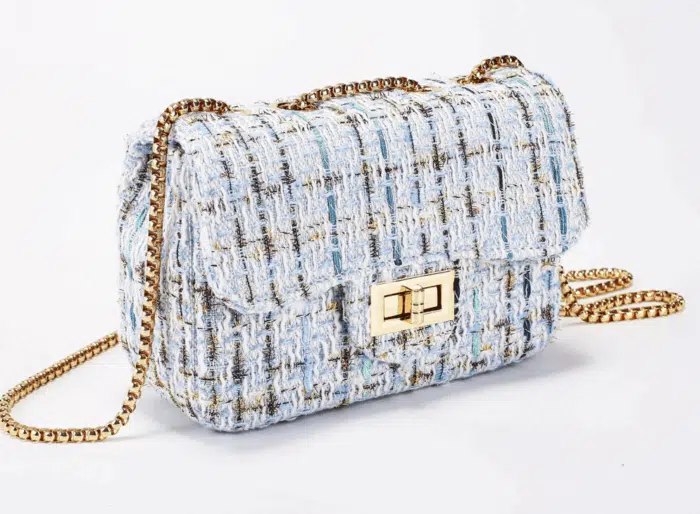 Prinsessefin tasje groot tweed blue