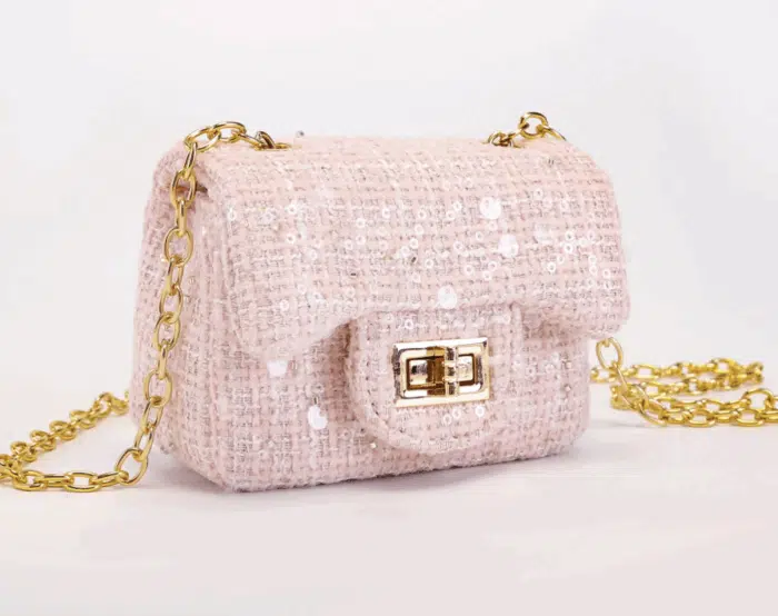 Prinsessefin tasje klein tweed pearl pink