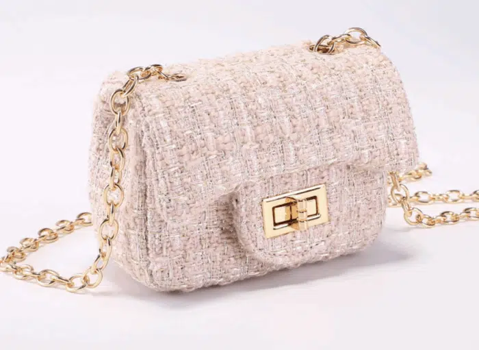 Prinsessefin tasje klein tweed dusty pink