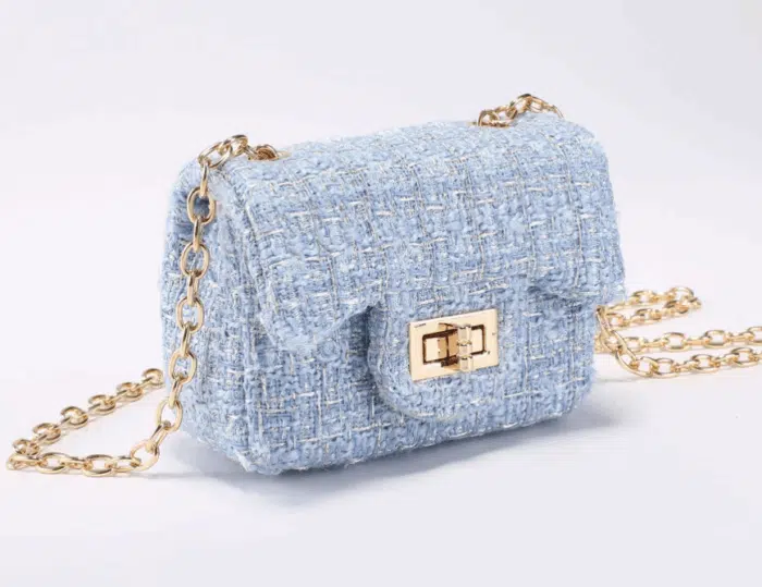 Prinsessefin tasje klein tweed french blue