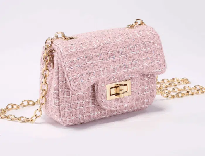 Prinsessefin tasje klein plaid sequin quarts