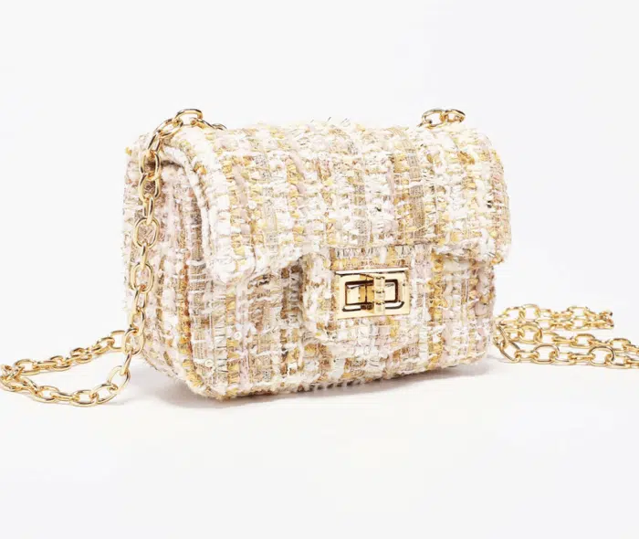 Prinsessefin tasje klein plaid peach/gold
