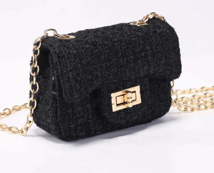 Prinsessefin tasje klein tweed black