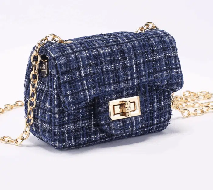 Prinsessefin tasje klein plaid navy