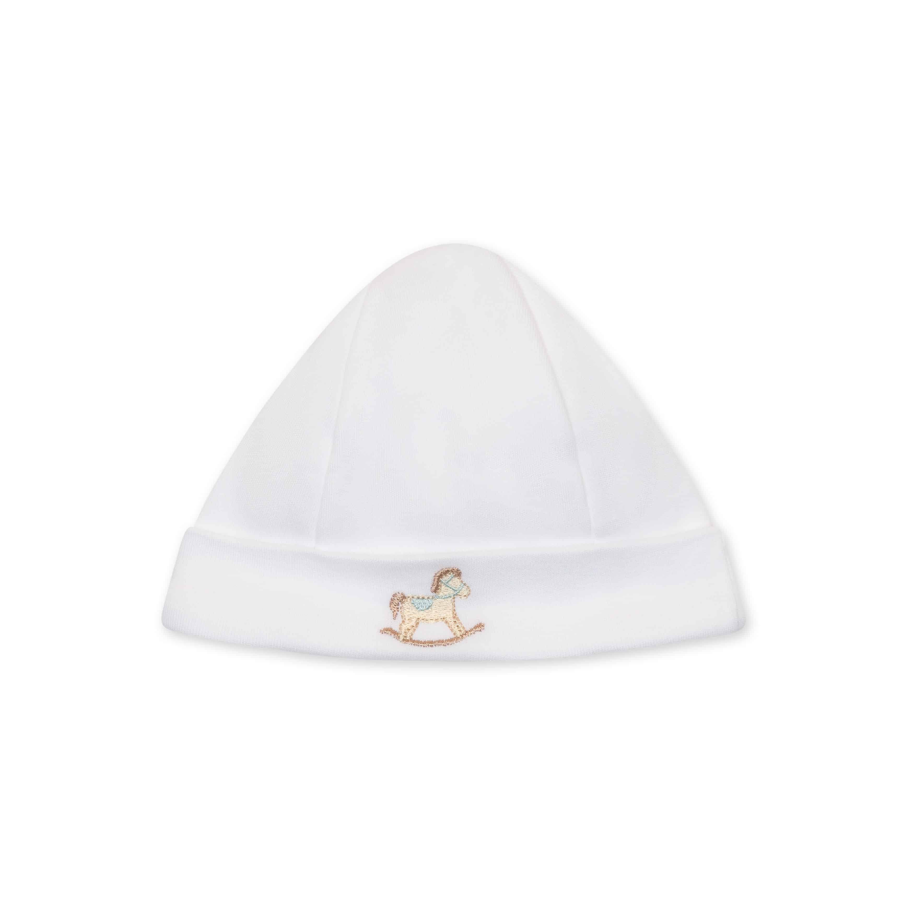 Baby gi muts hobbelpaard wit/blauw